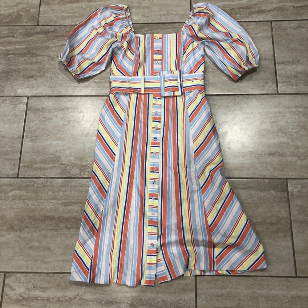 Tanya Taylor Claude Belted Striped Dress Size 2